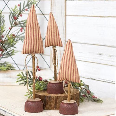 Red Stripe Ticking Christmas Tree on Base 11 - The Fox Decor